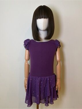 Arshiner Girls Purple Ballet Dance Leotard Dress Size 140